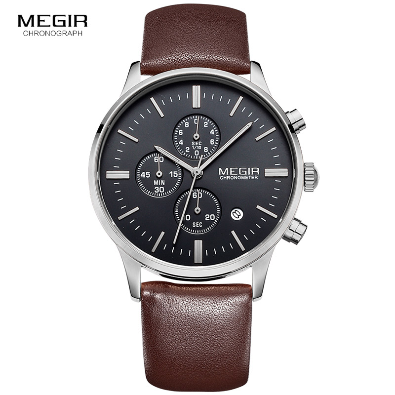 Suede Strap Watch - Megir-relógio de pulso masculino, quartzo, luminoso,