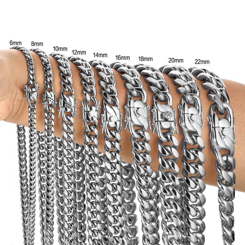 Butterfly Clasp Deployant - Aço inoxidável Miami Curb Cubano Chain
