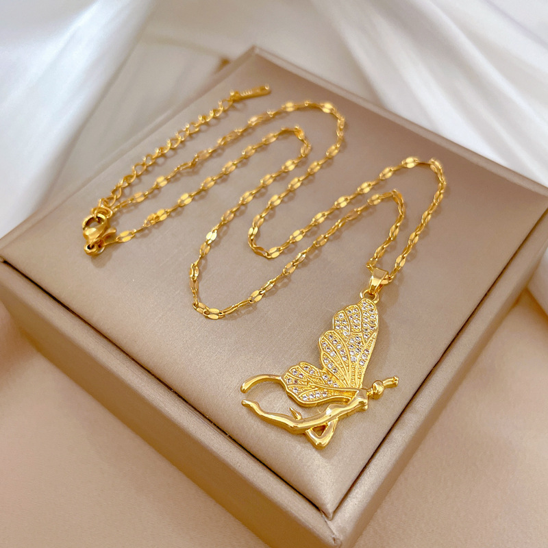 Butterfly Clasp Deployant - Colar Feminino de Luxo com Pingente