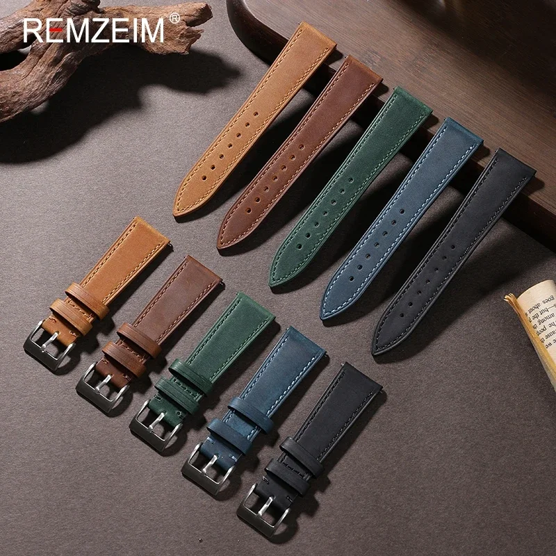 Suede Strap Watch - Crazy Horse-Pulseira de relógio de couro