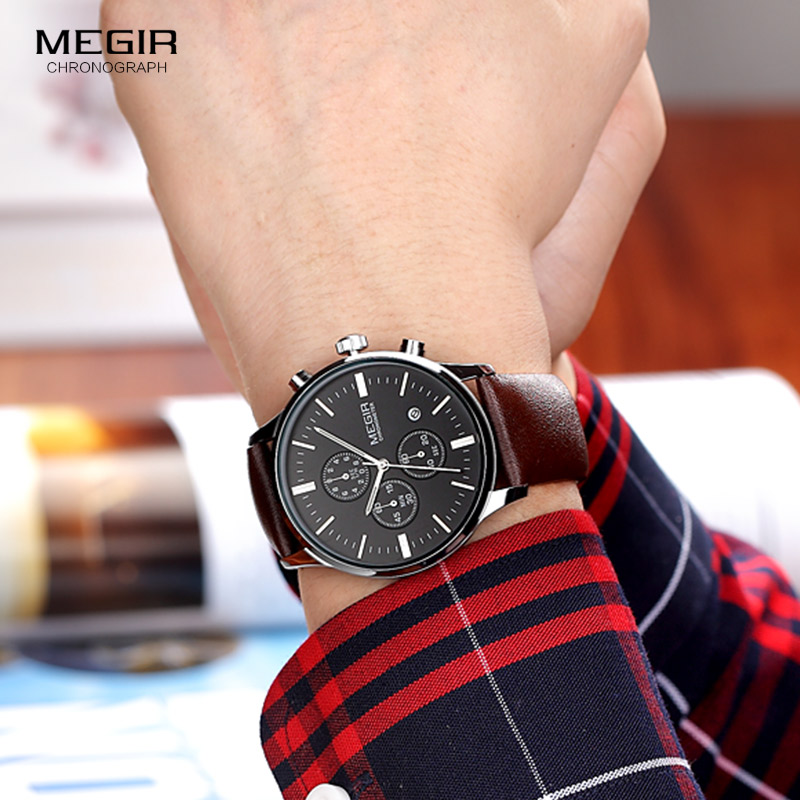 Megir-relógio de pulso masculi - Suede Strap Watch avaliação e preço
