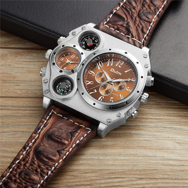 Novo modelo oulm relógio mascu - Leather Watch Band Men avaliação e preço